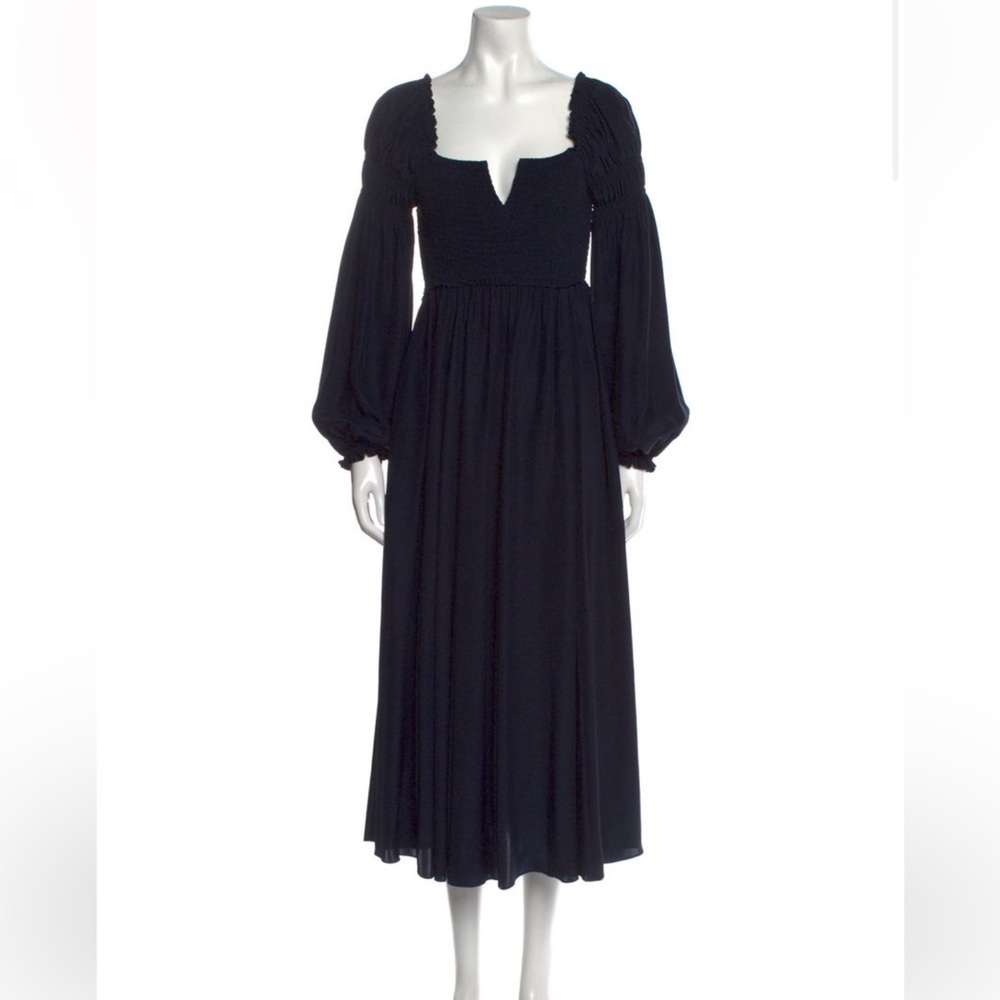 La Ligne Navy Silk Midi Dress